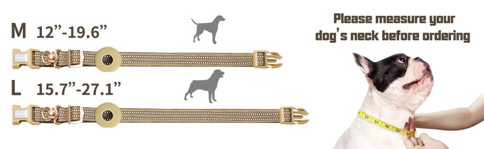 AUROTH Airtag Dog Holder Collar, Adjustable Air Tag Case Holder Dog Collar for Medium Large Dogs, Airtag Dog Collar Holder with Heavy Duty D Ring Tangle Free