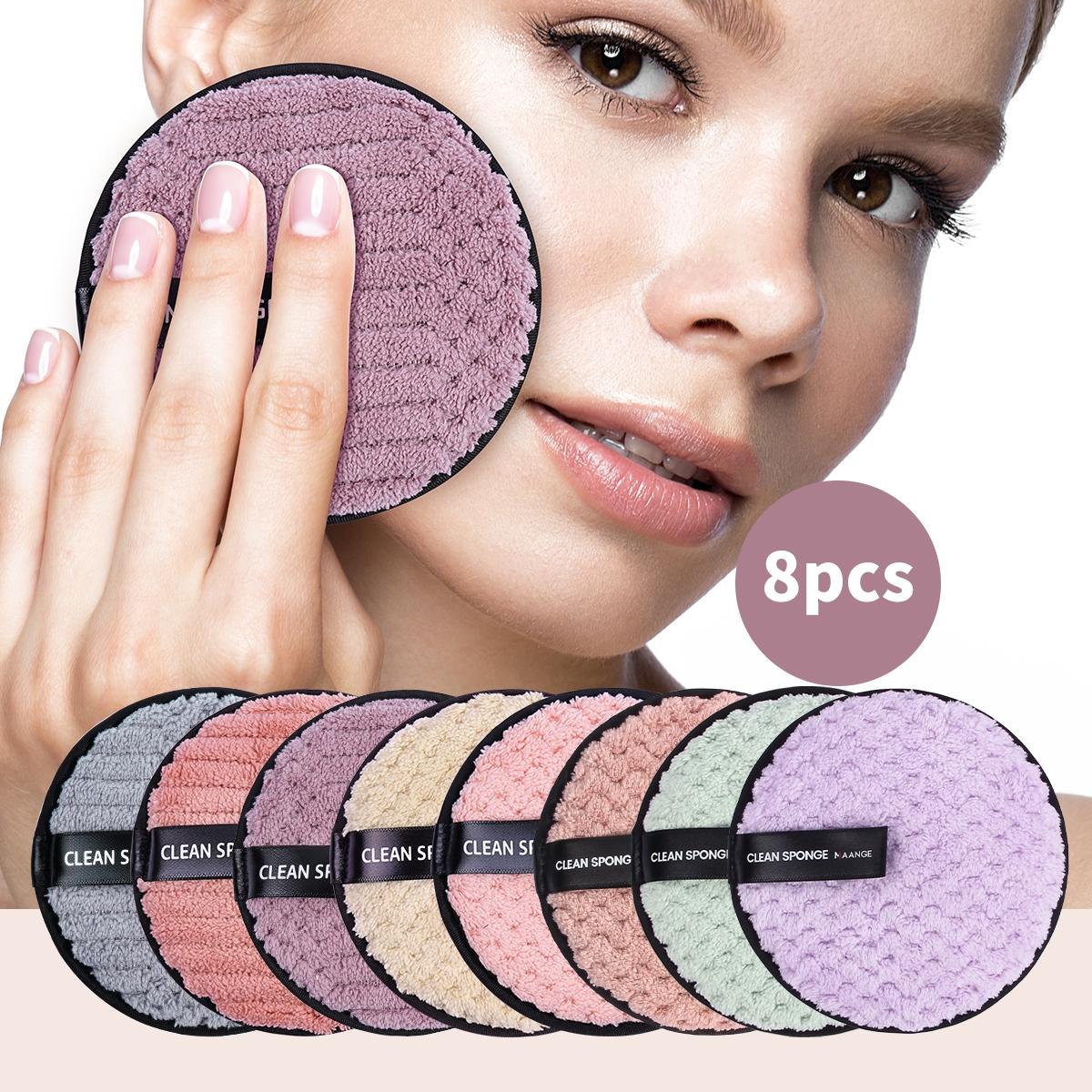 Facial Cleaning Sponges, 8 Counts Double-sided Facial Skin Care Pads, Plaid Facial Cleaning Pads for Daily Use, Face Washing & Makeup Remover Tools for Women