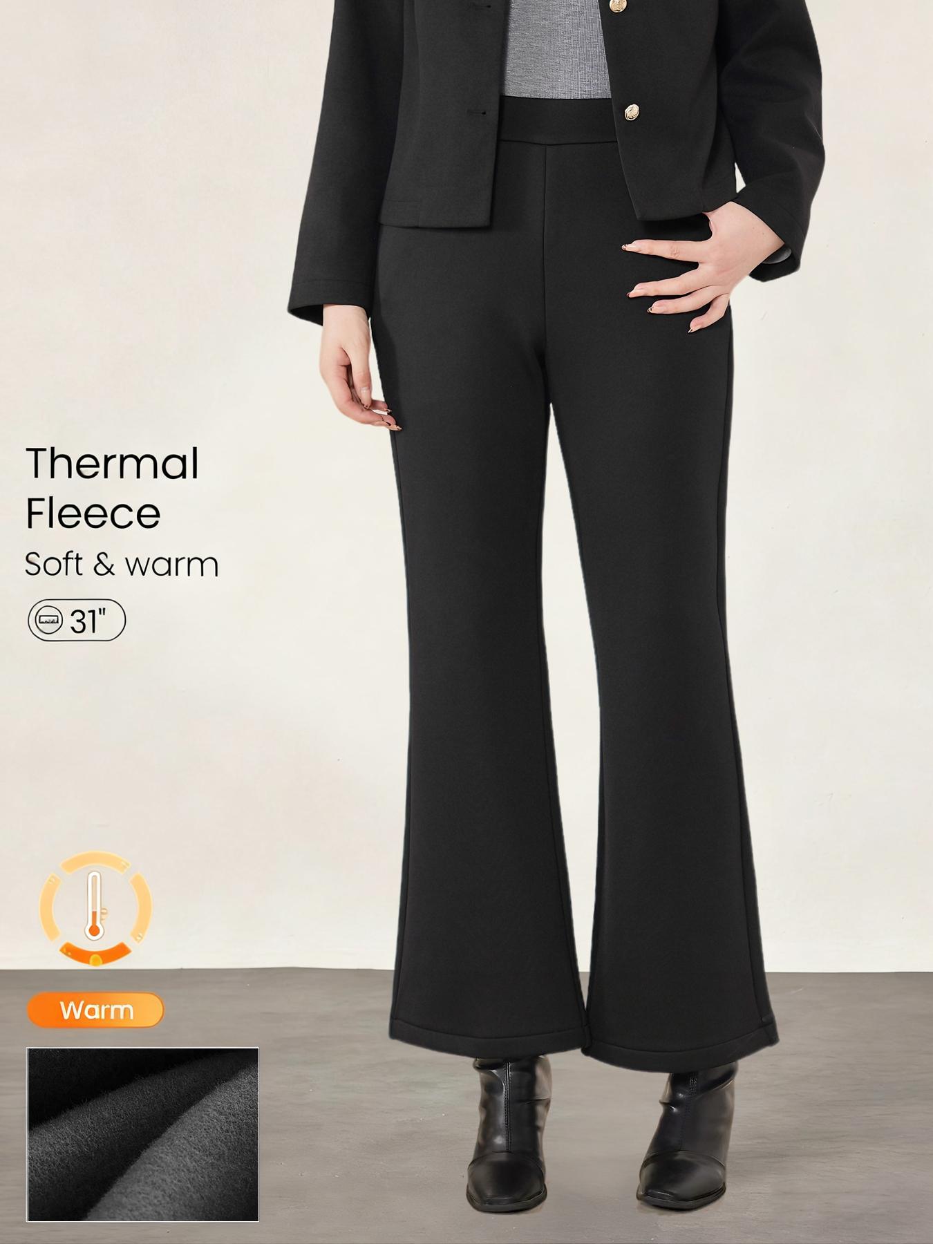 3PCS Plus size Cozy Women's Fleece-Lined Flare Pants - Soft, Warm High Waist Skinny Thermal Flares with Pockets for Winter Daily Activities