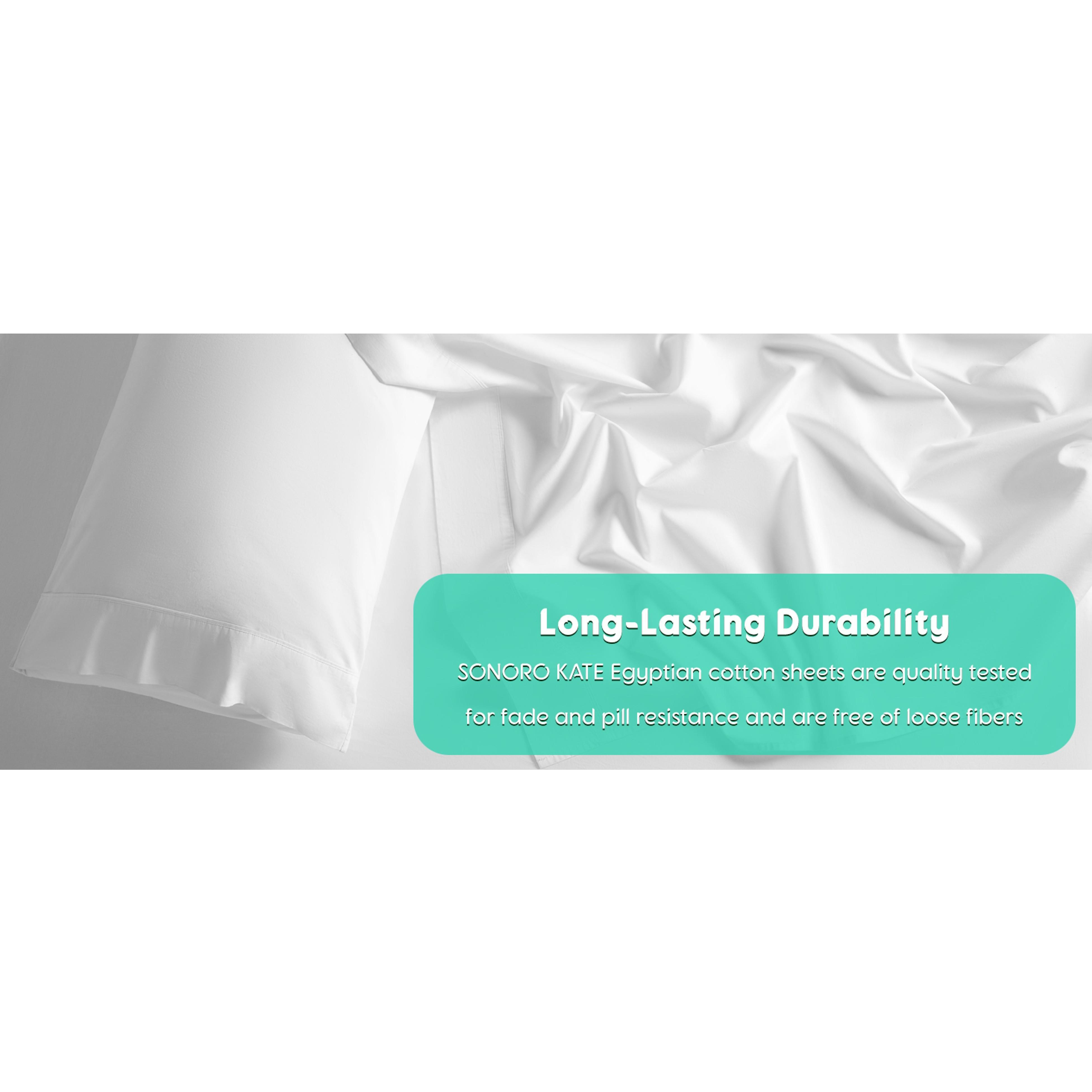 100% Egyptian Cotton Sheets Set - 1000 High Thread Count, Luxury 5-Star Hotel Sateen Bed Sheets, Soft, Breathable Long Staple Sheets, Fit up to 16" - 4 PC (White,Queen)