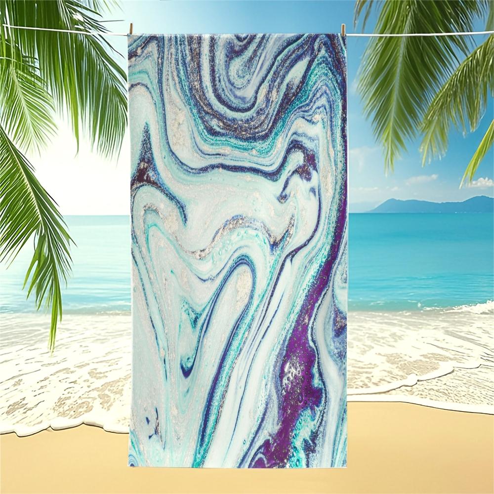 Fluid Ink Watercolor Beach Towel, Niche Artistic Design, Quick Dry Skin-friendly Lightweight Portable, Perfect for Seaside Vacation Photoshoot Daily Use