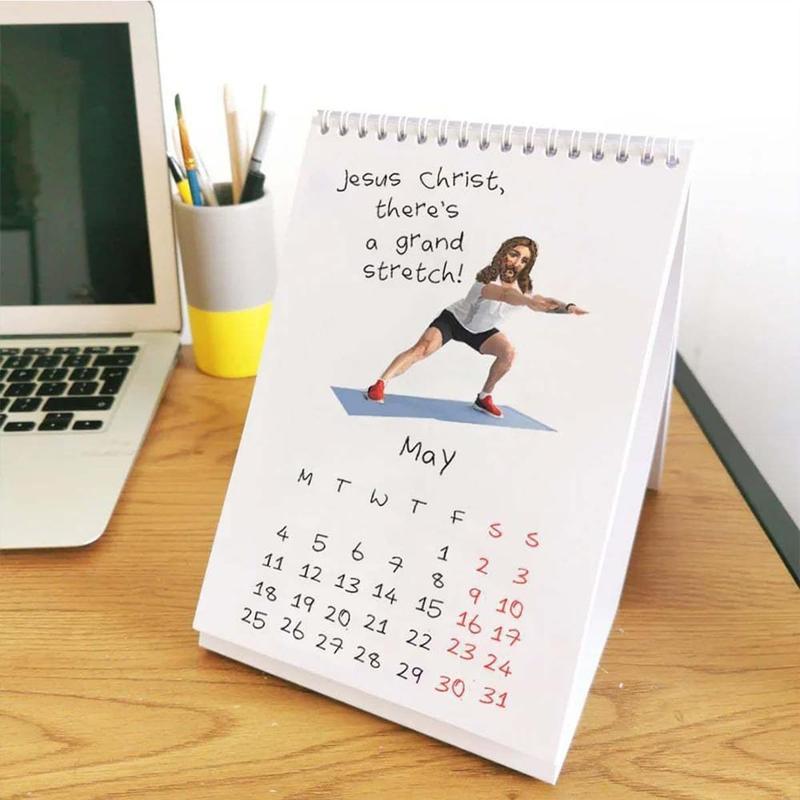 2026 Jesus Christ Desk Calendar,1/2PCS Inspirational Jesus Paintings, Jesus Christ WHAT A YEAR Calendar 2026, Suitable for Office and Living Room