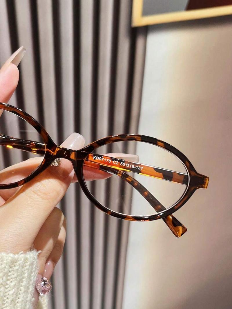 Women's Round Vintage Fashion Glasses, Cute Leopard Pattern, Decorative Lens, All Seasons, PC Material, Unisex Eyewear Accessories