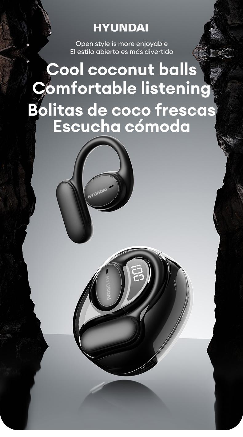 HYUNDAI OpenAir 5  Wireless Bluetooth 5.4 Earbuds High-Fidelity Robust Bass Sound Headphones, Breathable Open Ear Electronic Headset for Workout & Sports