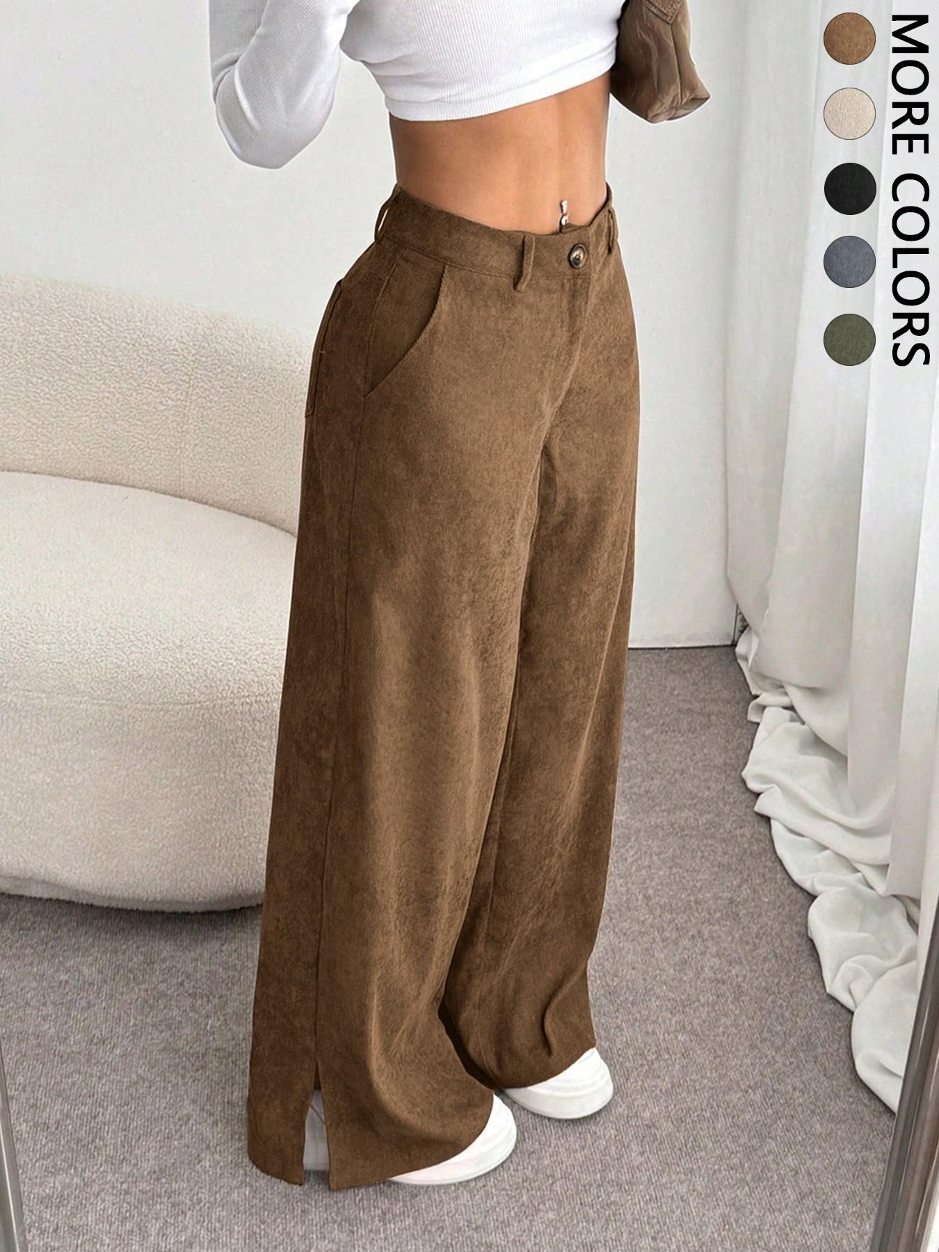 Women's Casual Pants Vintage High-End Split Wide Leg Loose Corduroy Long Pants, Comfortable and Stylish, Aesthetic, Perfect for Daily Wear Valentine's Day