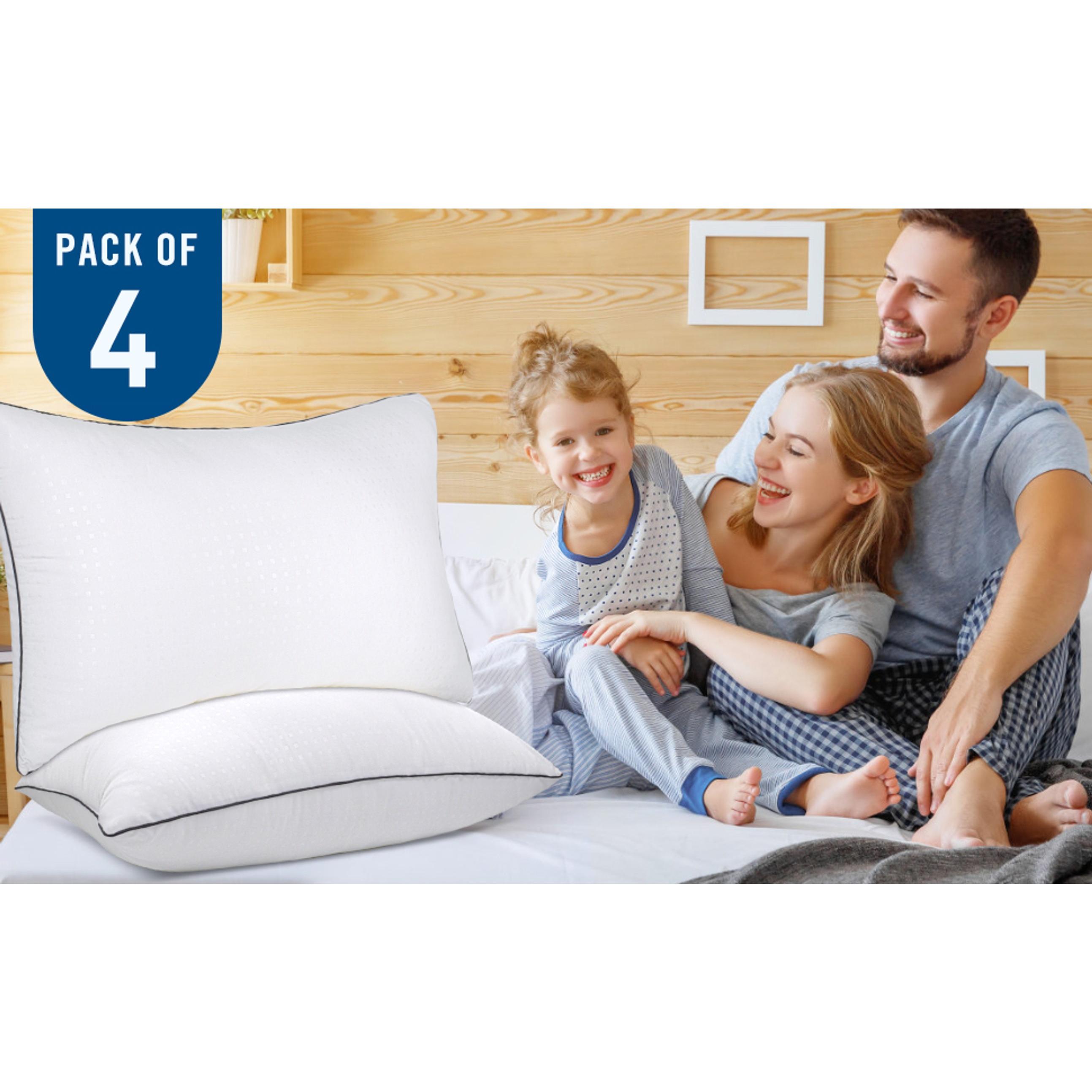 Standard Size Bed Pillows for Sleeping 4 Pack,Luxury Hotel Pillows,Comfortable and Supportive,Machine Washable,Suitable for Stomach,Back and Side Sleepers.