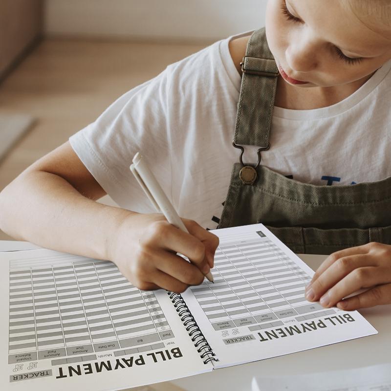 Bill Tracker Notebook, 1/3 Counts Monthly Bill Organizer, Finance Checklist Organizer Financial and Payment List Organizer, Suitable for Home Office School, Office Stationery Supplies