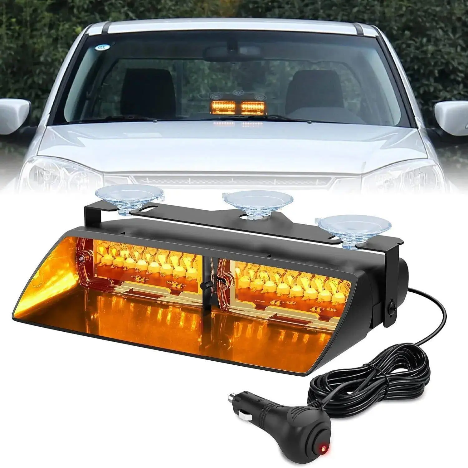 Nilight 8-in Strobe LED Module Headlight Bulbs, 16-LED Amber Sturdy Cooling Luminous Brightening Windshield Car Lights for Automotive & Motorcycle Use