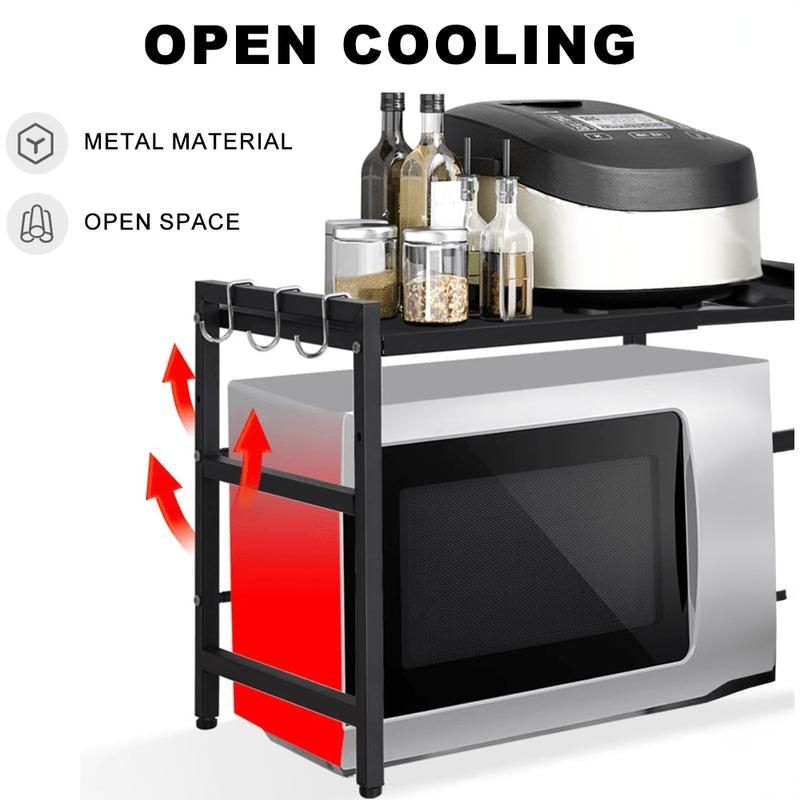 Extendable Metal Microwave Rack, Vertical Countertop Organizer, for Toaster/Air Fryer/Rice Cooker, Easy to Install, Space-Saving Kitchen Appliance Storage Rack