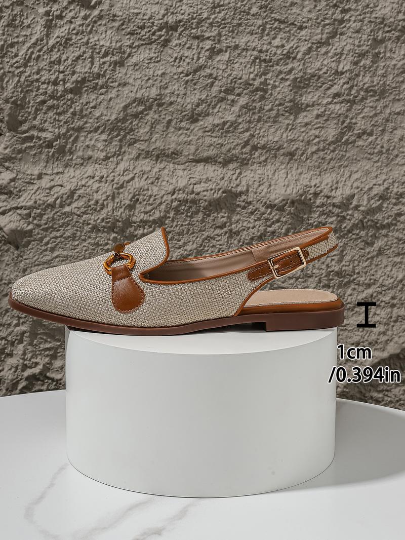 Women's Fashionable Square Toe Flat Shoes, Elegant Comfortable Breathable Slingback Shoes for Daily Wear, Casual Trendy Shoes for Women & Girls, Walking Shoes