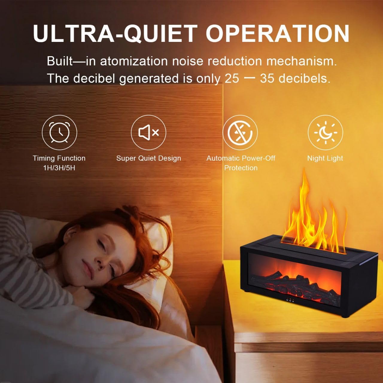 Flame Essential Oil Fireplace Diffuser, Remote Control Humidifier, Aroma Diffuser Humidifiers, 150ML Ultrasonic Cool Mist, 7 Color Lights, Timer, Auto Shut off