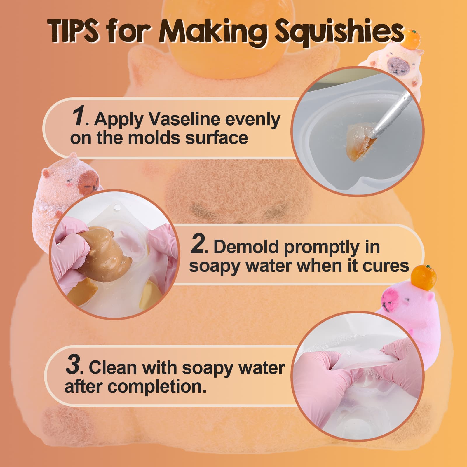 4-in-1 Hamster & Chick & Capybara Silicone Molds for Taba Squishy, 3D Animal Molds to Make Decompression and Cute Birthday Gift for Hamster Lover, Flexible and Durable Resin Mould - LET'S RESIN