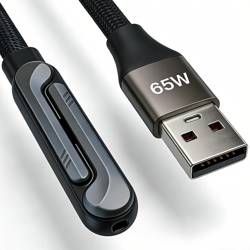 65W Flat Braided Fast Charging Cable,  Phone Holder | 2-in-1 Foldable Holder, Durable Multifunctional Charging Cable Suitable for Smartphones and Tablets, Samsung Type-C Charging Cable
