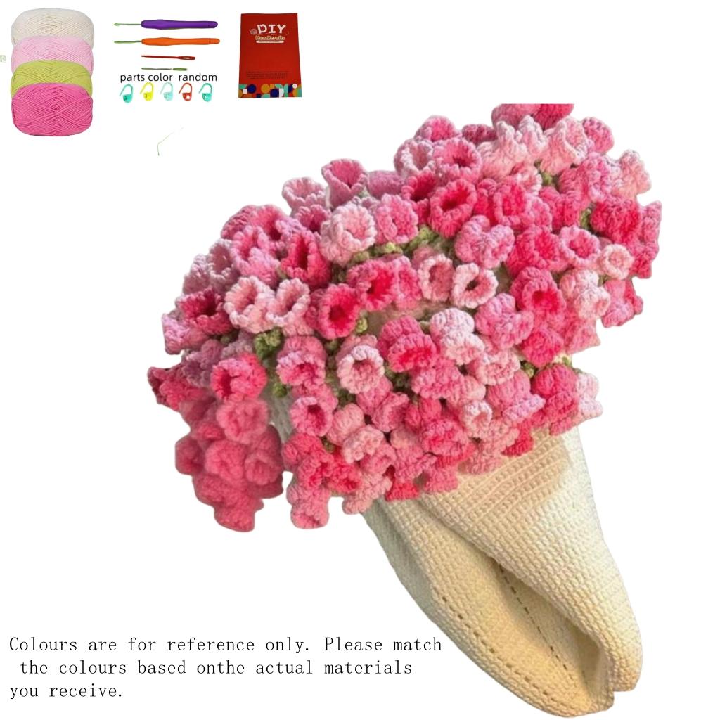 1Set Floral Blanket Crochet Kit for Beginners, Crochet Kit for Adults with Step-by-Step Text Tutorials, DIY Crochet Flower Bouquet Blanket, Handmade Crochet Flowers, Cute Romantic Gift for Girlfriend and mother, Mother's Day Valentine's Day Wedding Ann