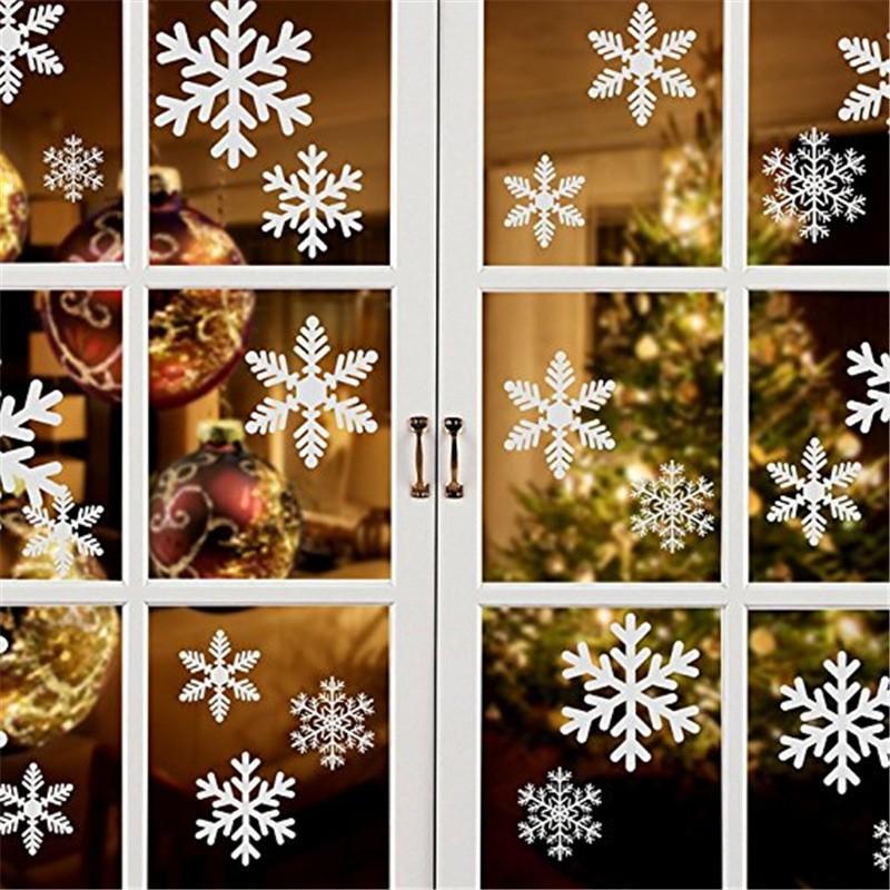 Four Snowflake Window Stickers Set, Christmas New Year Glass Decorations, Home Shop Festival Atmosphere Setup, Holiday Decoration Supplies
