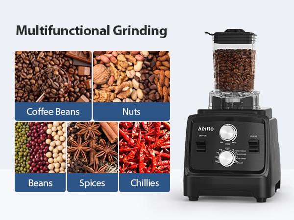 Aeitto Blender, Blenders for Kitchen with 1800W Motor, 68Oz. Large Capacity, 2-in-1 Blender & Grinder Combo, BPA-Free Countertop Professional Blender for Smoothies, Ice Crush, Frozen Drinks Aeitto Blender, Blenders for Kitchen with 1800W Motor, 68Oz. Large Capacity, 2-in-1 Blender & Grinder Combo, BPA-Free Countertop Professional Blender for Smoothies, Ice Crush, Frozen Drinks