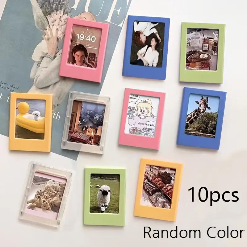 10pcs 3-Inch Magnetic Fridge Frames, Random Color Fujifilm Photo Holders, Retro Durable Frame, Home Office Decor, Friday Deal