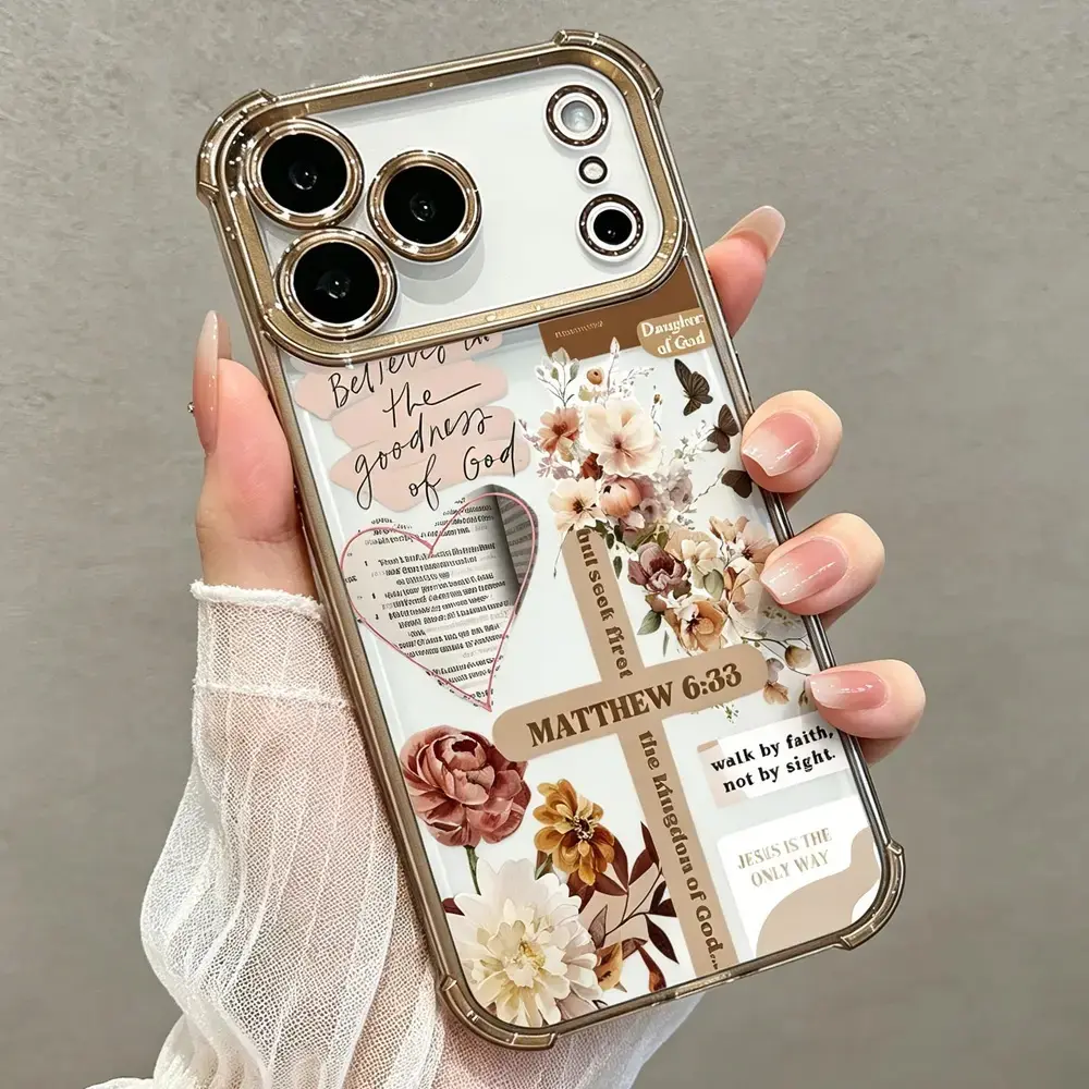 Religious Faith & Grace Cross Pattern Lightweight Soft TPU Cellphone Case Casing Cover - Shockproof, Anti-Drop, Flexible Shell, Easy Slide-On for iPhone 11,12,13,14,15,16,17 Pro Max Handheld Devices