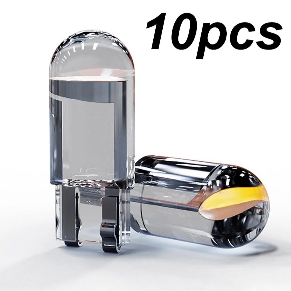 10pcs LED Light T10 COB W5w Y5w 168 194 for Car Interiors, Dome Lights, Parking Lights, Number Plate Lights, 12V Blue Lamps