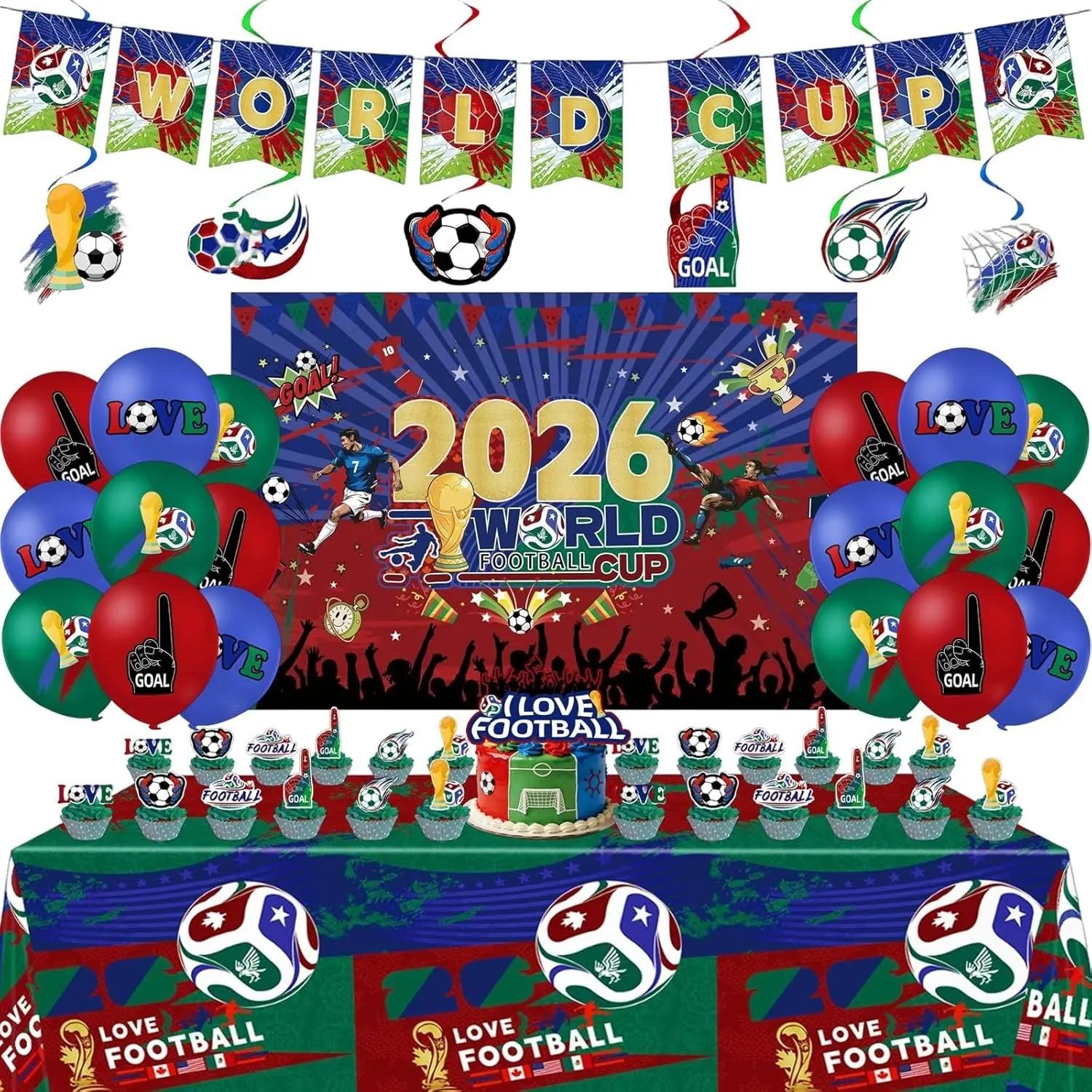 2026 Football Birthday Party Decoration Set, Soccer Theme Party Supplies for Kids and Adults, Includes Banners, Balloons, Hanging Decorations