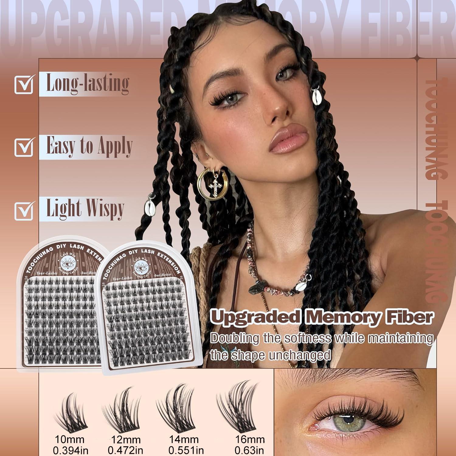 Pointed Eyelash Clusters, Fine Thread Lashes, Dense DIY Eyelash Growth Liquid, C Curl Fairy Eyelashes, Soft Individual False Eyelashes 10-16mm