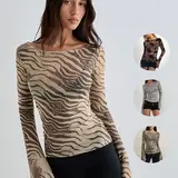 【Black Friday】Women's Fashion Zebra Print Lightweight Long Sleeve Top, Casual Spring & Fall Wear, Versatile Ladies' Clothing