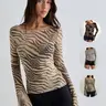 【Black Friday】Women's Fashion Zebra Print Lightweight Long Sleeve Top, Casual Spring & Fall Wear, Versatile Ladies' Clothing
