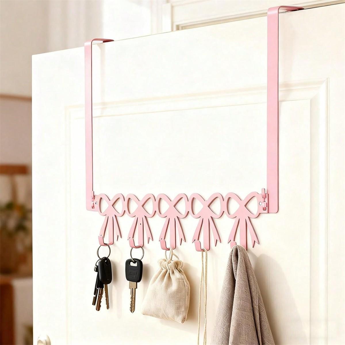 1pc Bow Door Hook, Wall Mounted Towel Rack, Cute Country Style Decor, Decorative Wall Hooks, Suitable for Bedroom Bathroom, Hang Towels Hats Clothes Bags Coats, Wall Hanger Hook