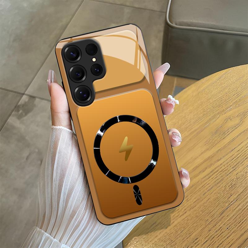 Lightning Bolt Design Gloss MagSafe Compatible Shockproof Protective Cover with Precision Magnet Ring for [Galaxy S25 Ultra] 952