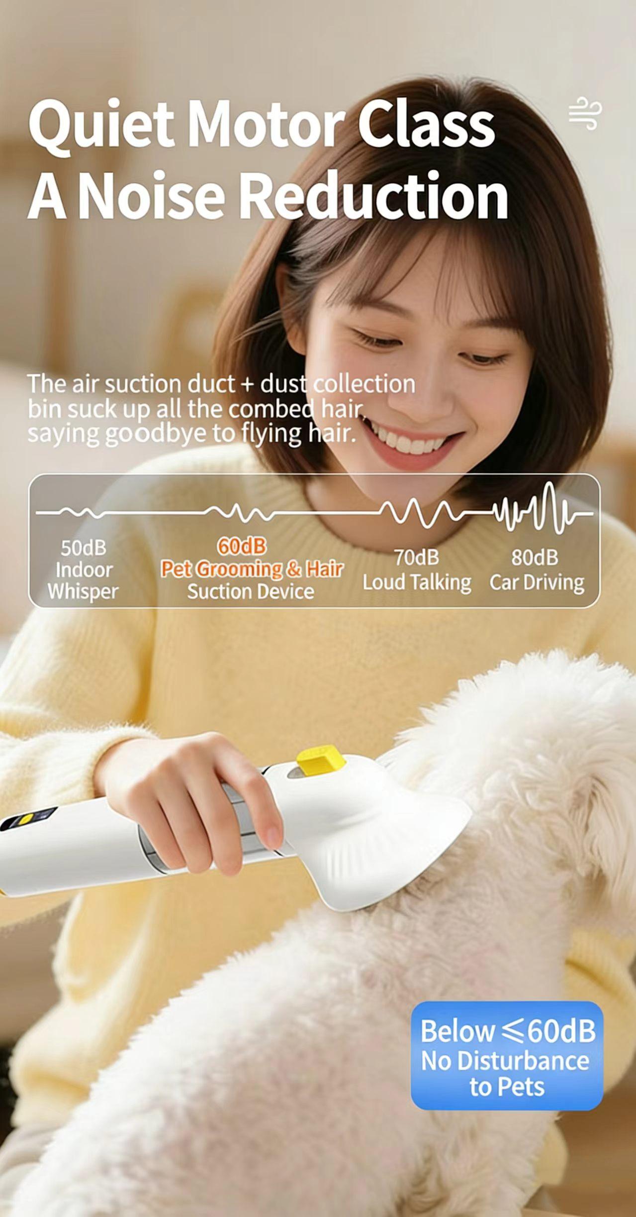 All-in-One Pet Grooming, Vacuuming, and Blowing Machine; Cat Hair Cleaner and Adsorber; Fully Automatic Vacuum Cleaner; Carpet and Bedding Hair Remover; Powerful Suction; Wireless Charging; Multi-Functional