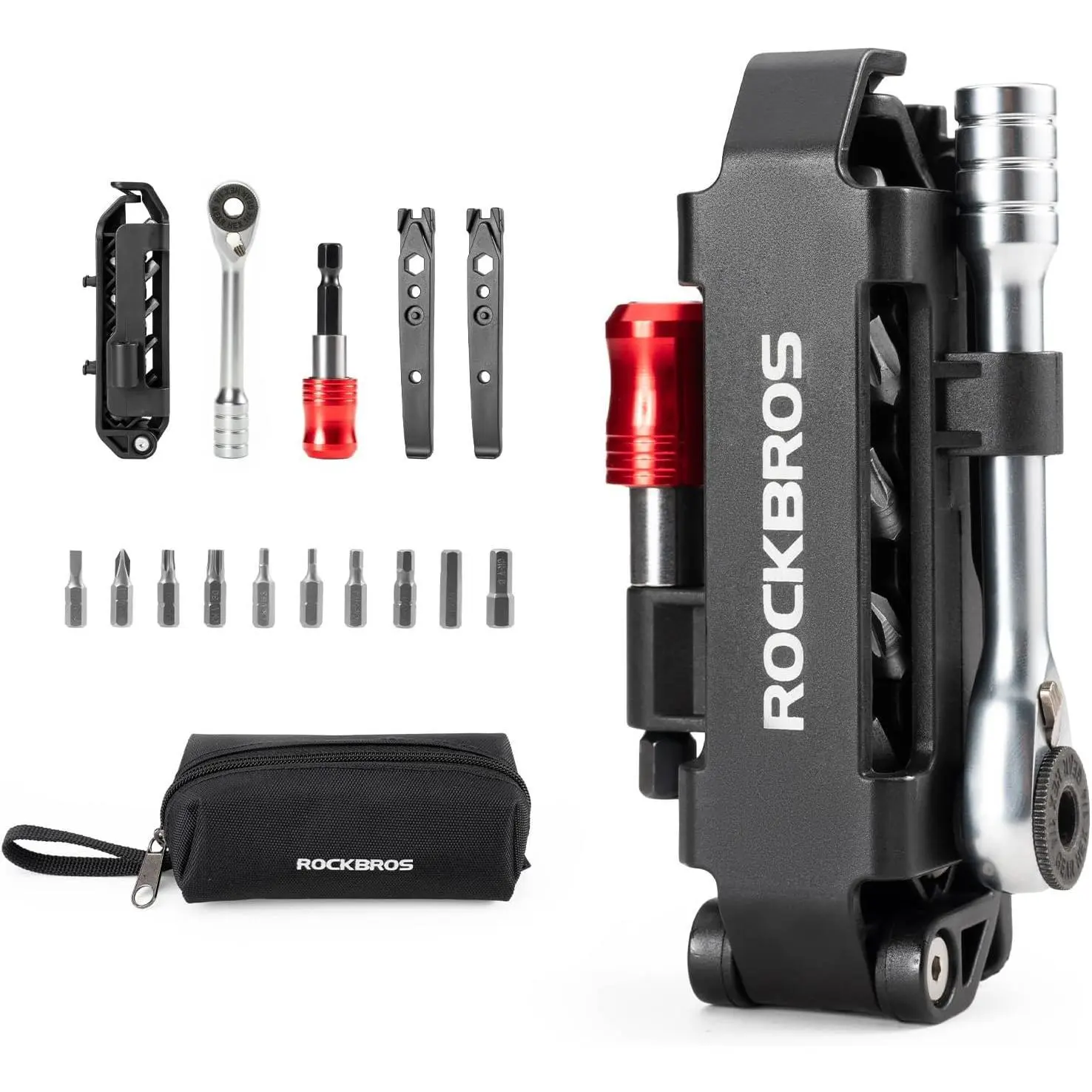 14-in-1 Bike Tool Kit Portable Ratchet Wrench 10Bits 2 Tire Levers | Foldable，High Quality Steel，Multi-Function Bike Repair Kits