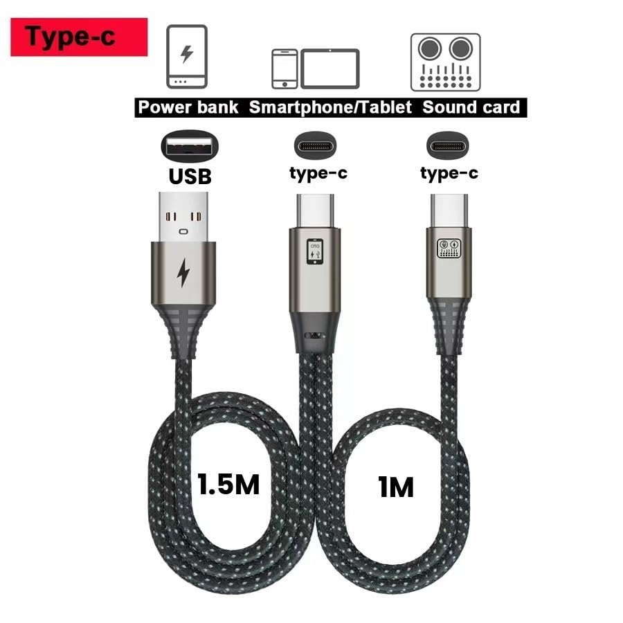 OTG 2-in-1 Audio Interface , Type-C Connector, Compatible with Sound Cards, Mixers, and Various Audio Devices, for Live Streaming and Recording