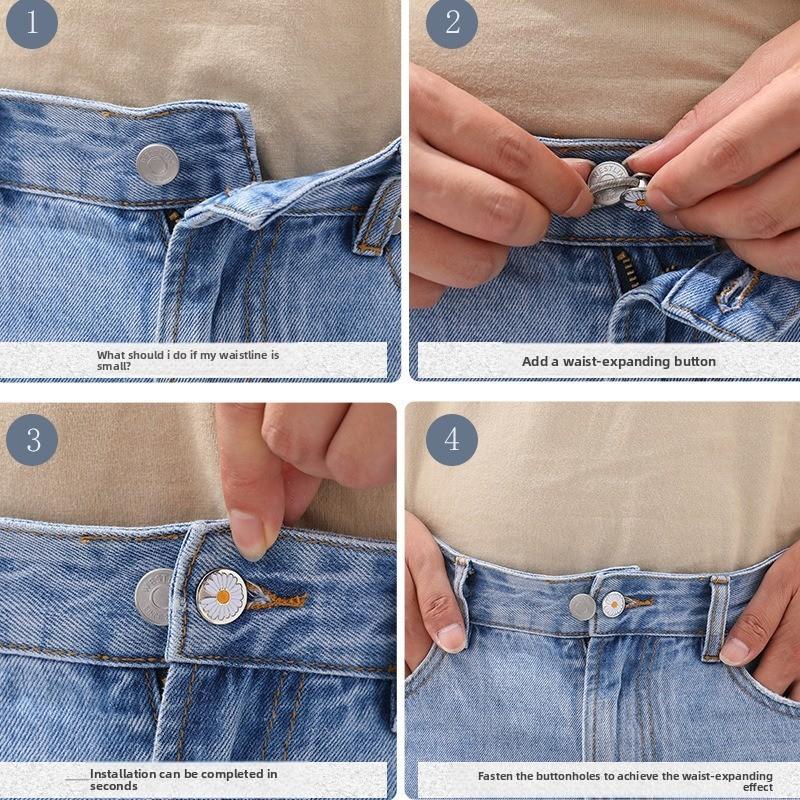 Spring Waist Extender Metal Buckle, Invisible Pants Waist Adjuster, No Sewing, Detachable, Adjustable Extension Clip, Easy to Use