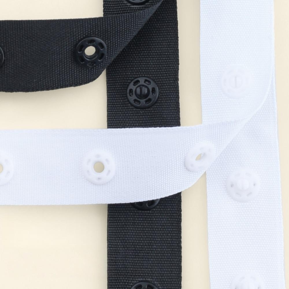 Sewing Accessories For Clothing, Snap Buttons Tape Black & White, Polyester Plastic Press Stud Ribbon, Sewing Fastener, Heavy Reusable Fastening, Free Cut Length, DIY Crafting Replacement, Hidden Plastic Extension Fabric Strap, Snap Bag Snaps For Fabric