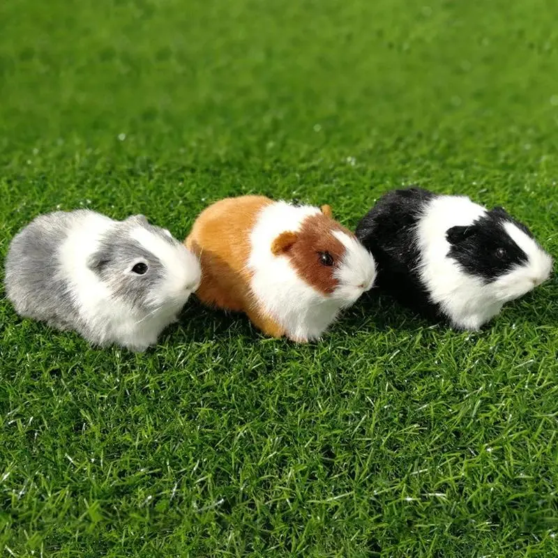 Simulation Fur Guinea Pig Animal Plush Stuffed Doll Hamster Doll Plush Toy Soft Stuffed Animal Figurine for Birthday Gift