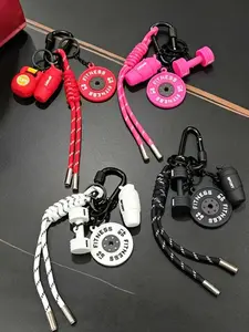 Perfect Gift for Fitness Lovers - Sporty Keychain with Mini Dumbbell, Kettlebell, Barbell Plate & Shaker Bottle Charms, Handwoven Rope Keyring for Handbags, Backpacks & Car Keys