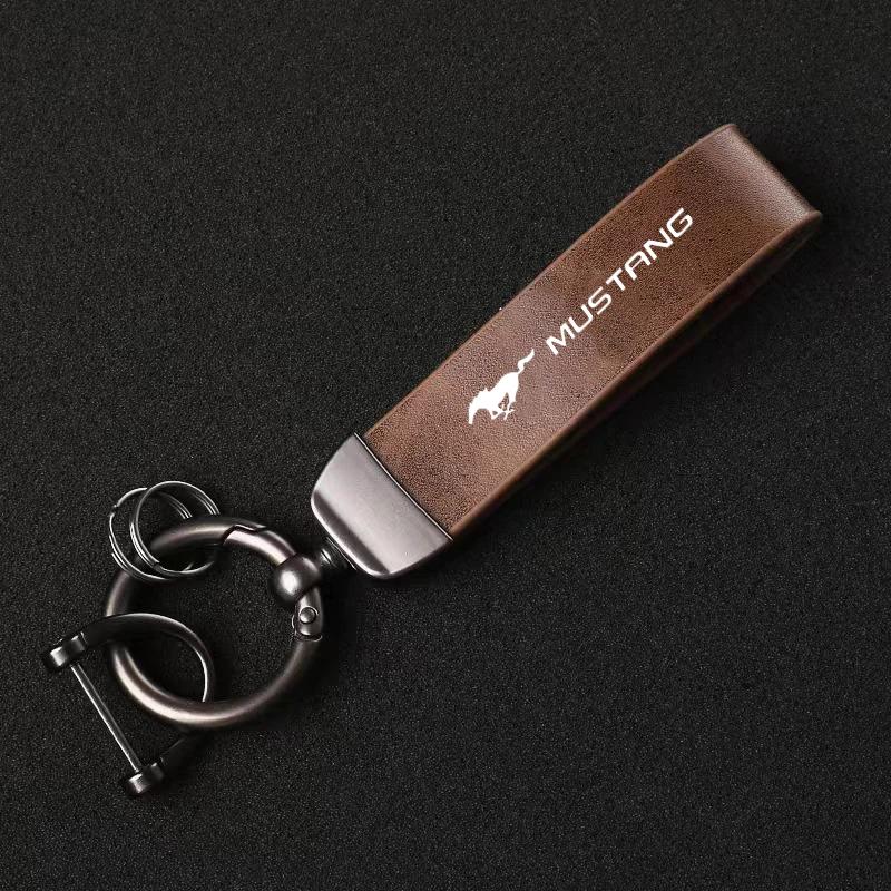 Luxury Genuine Leather Keychain, Car Key Ring for Ford Focus Mk2 Mk3, Fiesta Mk7, Ranger, Mondeo Mk4, S-Max, Kuga, Mustang Accessories