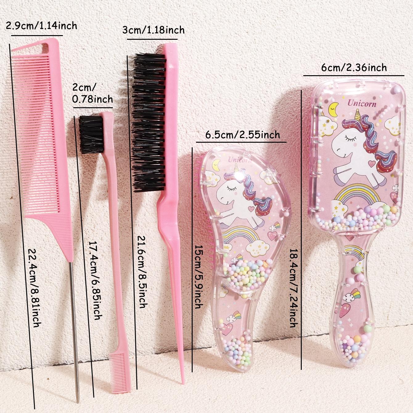 4-Piece Hair Styling Set, Cartoon Sand Cushion Massage Comb, Nylon Brush, Tail Comb, Edge Control Brush, Durable Abs Handle
