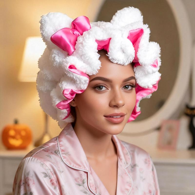 1PC Women' Teddy Bear Bonnet Adjustable Plush 3d bonnets, Plush Teddy Satin-lined Bonnets，Breathable Sleep Bonnet for New Year Parties, Holiday & Winter Events， - Cute Hair Care Cap for Themed Events & Casual Attire