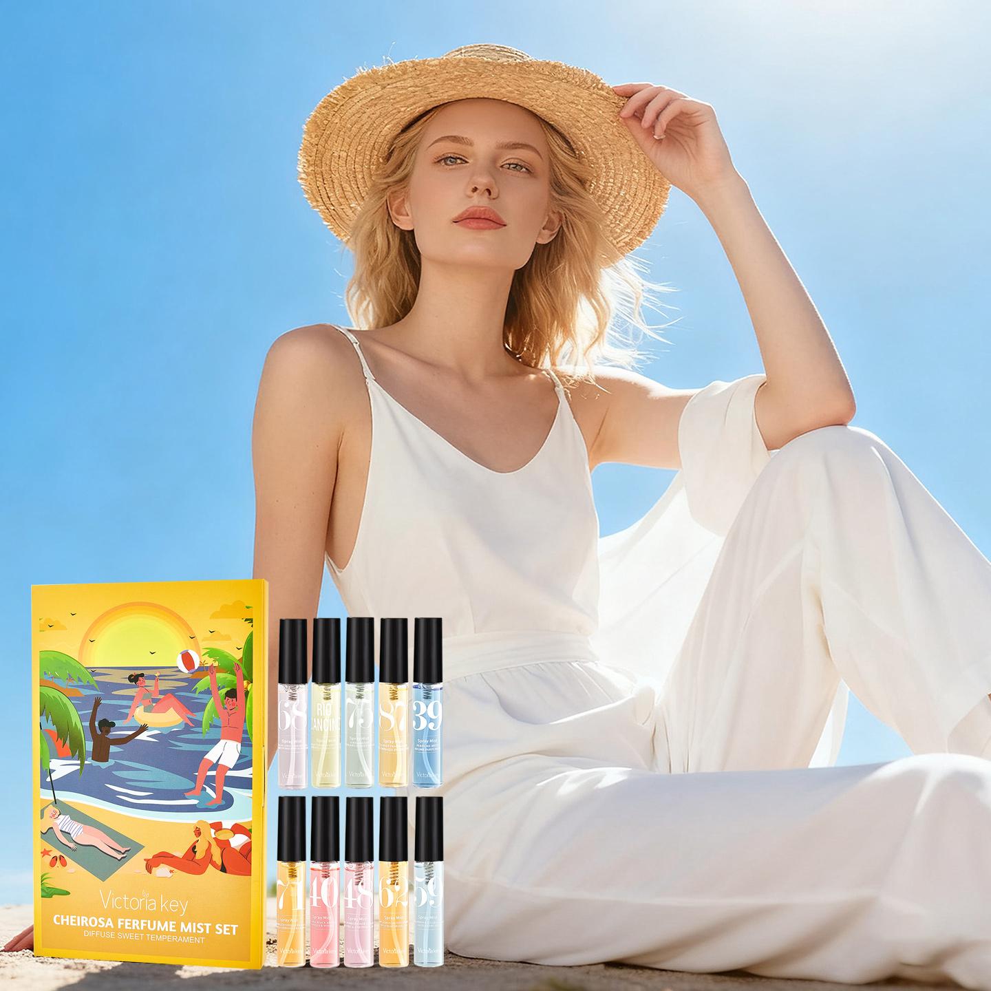 Elegant Brazil-Inspired Women's Perfume Set, Fragrance Mist Set, 10 x 5ml Warm Christmas Gourmand Scent, Perfect for Dates, Parties, Weddings, Daily Use and as a Fragrance Gift Set