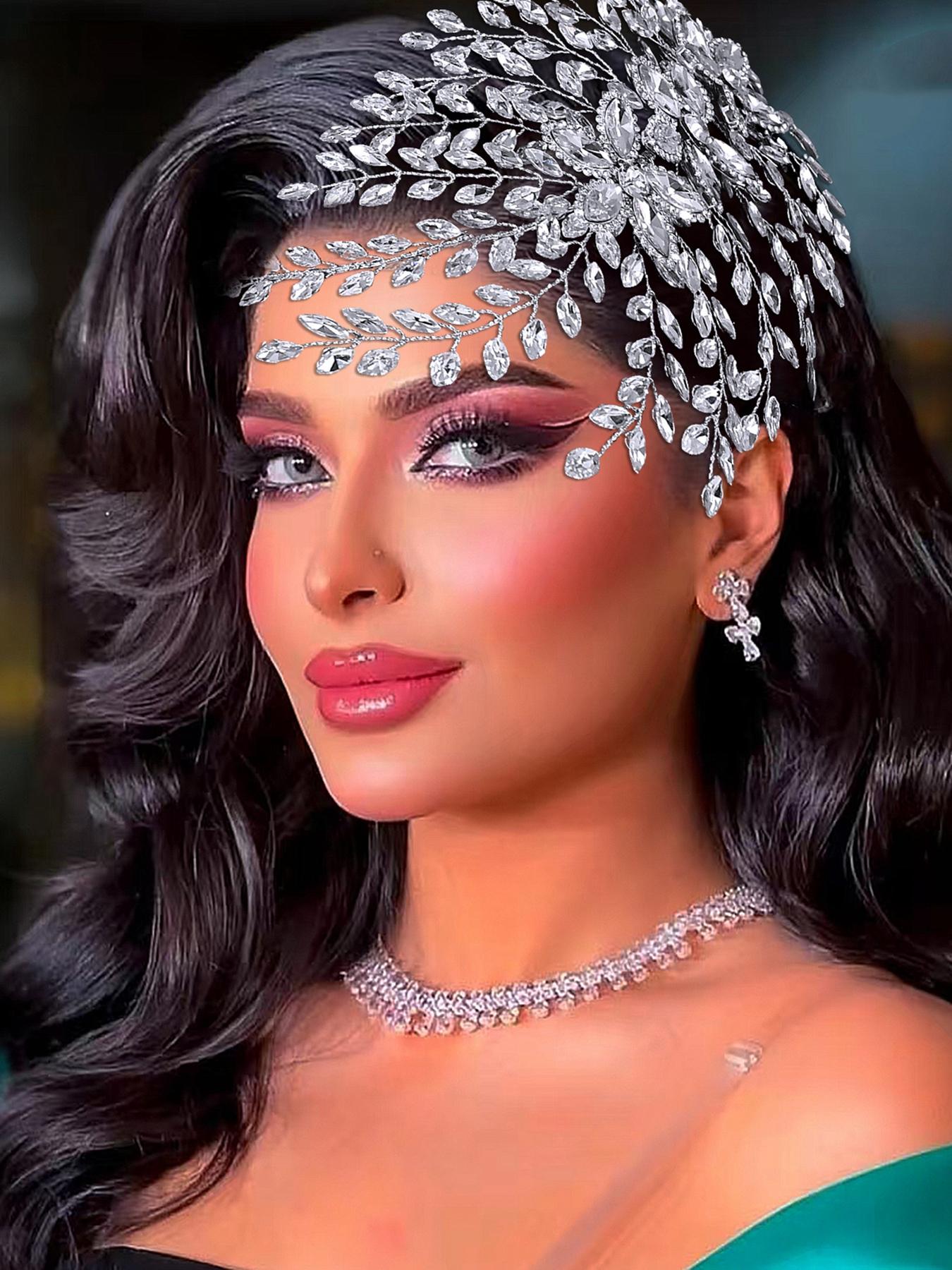 Wedding Bride Bridal Headband Sparkling Fashion Women Rhinestone Hair Accessory for Party Gathering Dance Photo Shoot