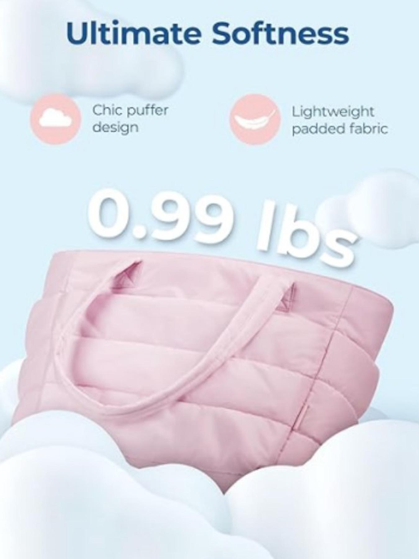 26 Valentine's Day Women's Solid Color Quilted Tote Bag, Lightweight Puffer Design Shoulder Bag for Travel & Work & Beach, Casual Trendy Versatile High-quality Daily Commuting Bag