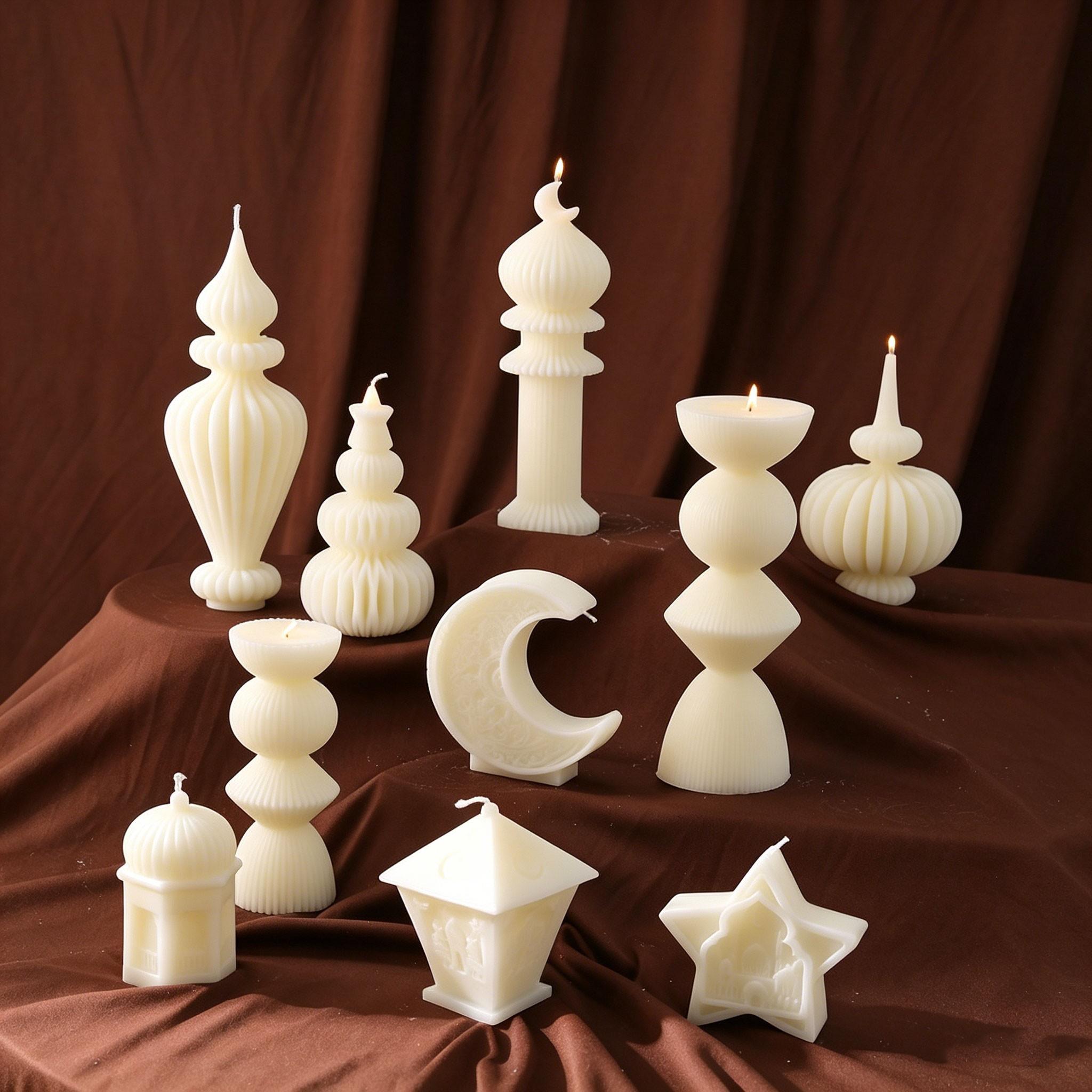 2pcs Islamic Theme Aromatherapy Candles, Soy Wax, Smokeless, Long-Lasting Scent, Decorative, Gift, Perfect for Ramadan, Home, Soft Furnishings