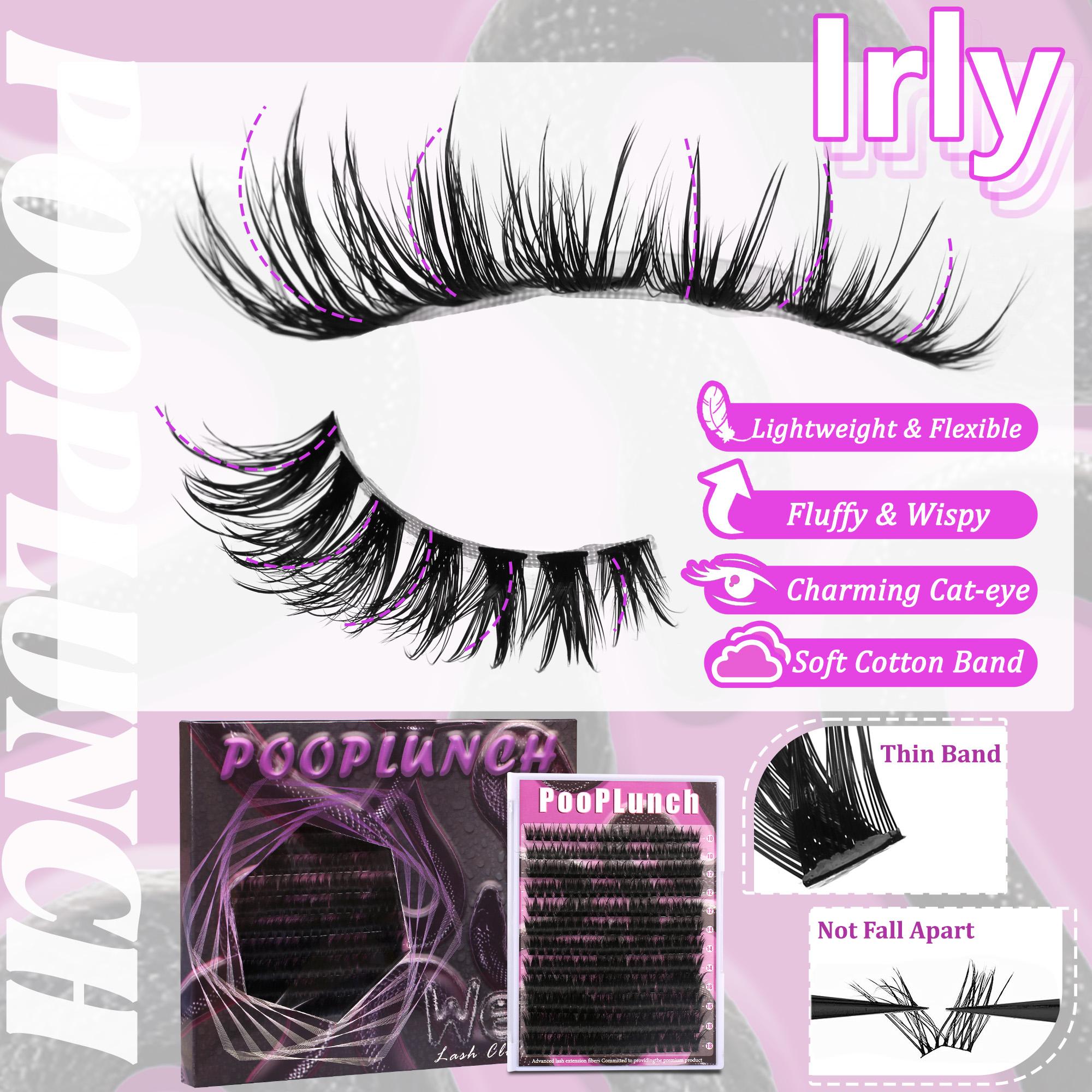 Lashes map for clusters  Kit Spiky Wet Eyelashes Extension Kit , 10-18mm Individual Lashes Kit with Lash Bond and Seal Makeup