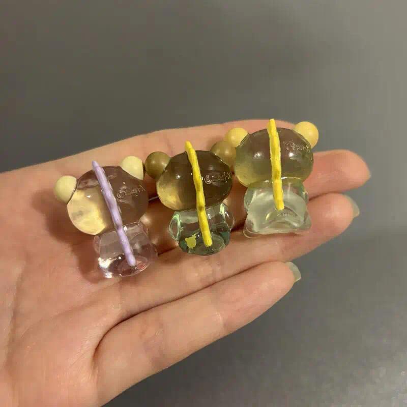 Rilakkuma Cross-Dressing Dinosaur Q-Version Transparent PVC Collectible Figurine, Desktop Decoration, Car Toy Pendant, Collectibles
