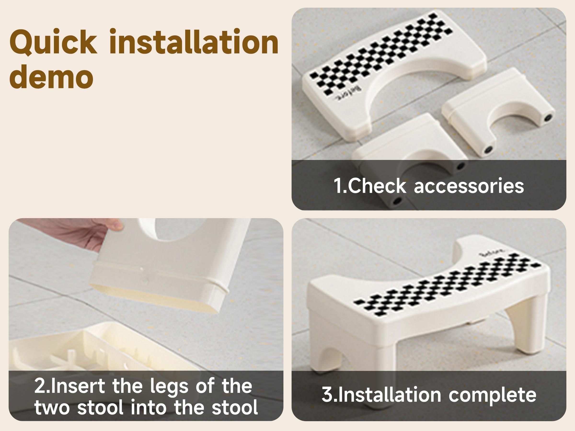 UFORU Adult Bathroom Toilet Stool, 1 Plastic Portable Footstool, Bathroom Non-slip Toilet Auxiliary Step Stool FathersDayGift