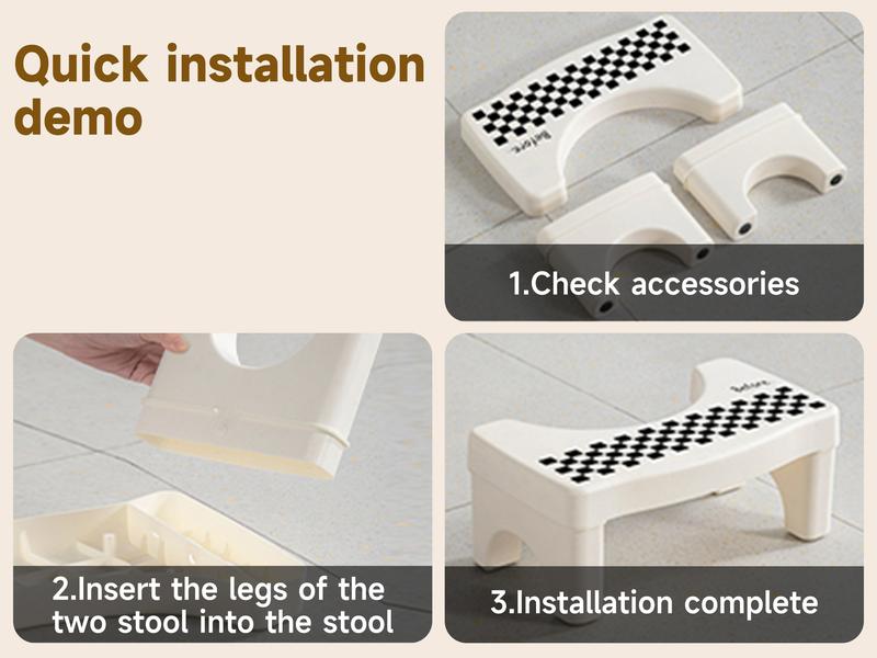 UFORU Adult Bathroom Toilet Stool, 1 Plastic Portable Footstool, Bathroom Non-slip Toilet Auxiliary Step Stool FathersDayGift