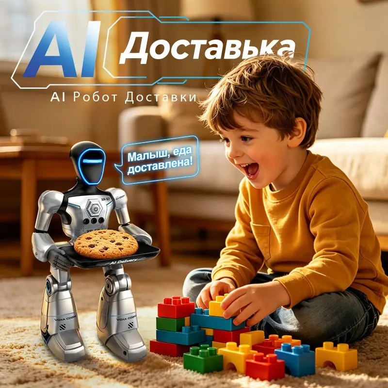 Children's educational intelligent robot toys, Smart robot, intelligent remote-controlled delivery robots, capable of transporting small items, with cool lighting effects, flexible joints, featuring educational and entertaining functions