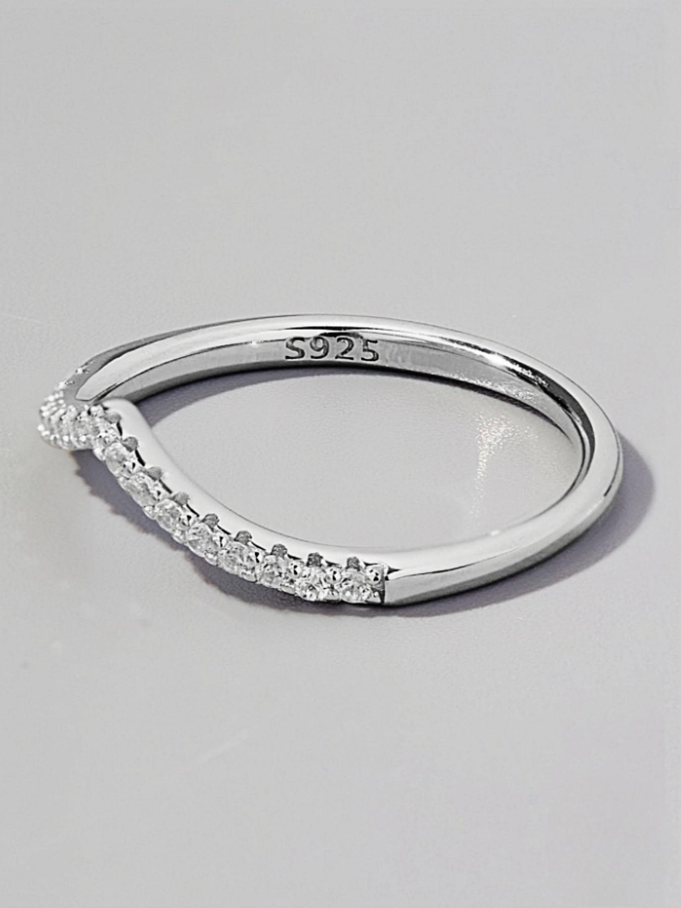 S925 Sterling Silver Women's Elegant Artificial Zircon Inlaid Ring, Exquisite Trendy Ring, Fashionable Jewelry Accessories for Women As Engagement Ring, Wedding Rings