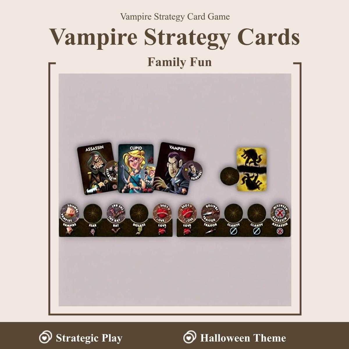 One Night Ultimate Vampire Board Game, Fast-Paced Social Deduction Game for 3-10 Players, Tabletop Card Games for Fun Gatherings
